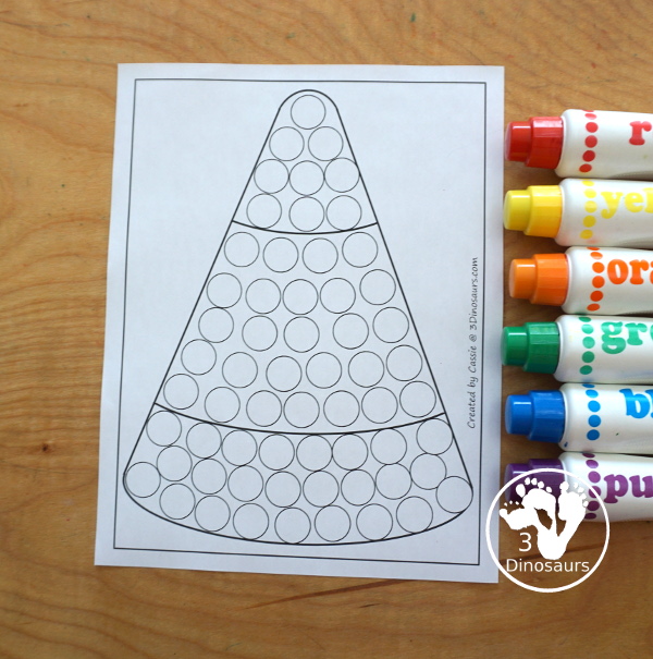 Free Candy Corn Fine Motor Mat Printables - You have candy corn printables, a candy corn tracing printable, and a candy corn dot marker printable.- 3Dinosaurs.com