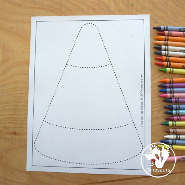 Free Candy Corn Fine Motor Mat Printables - You have candy corn printables, a candy corn tracing printable, and a candy corn dot marker printable.- 3Dinosaurs.com