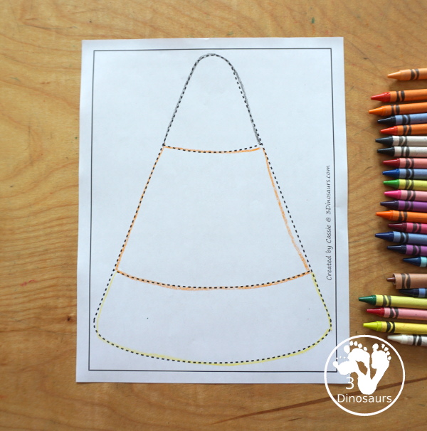 Free Candy Corn Fine Motor Mat Printables - You have candy corn printables, a candy corn tracing printable, and a candy corn dot marker printable.- 3Dinosaurs.com