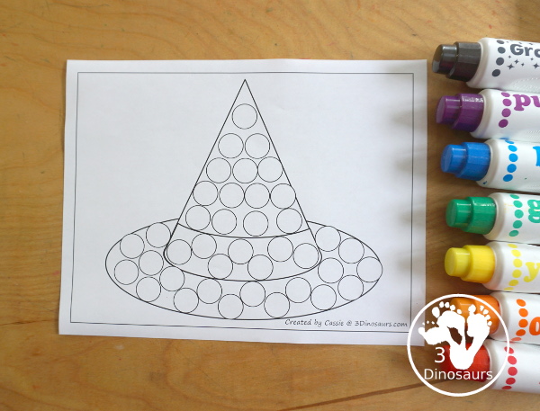 Witch Hat Fine Motor Mat Printables - You have a witch hat template printable, a witch hat tracing printable, and a witch hat  dot marker printable 3Dinosaurs.com