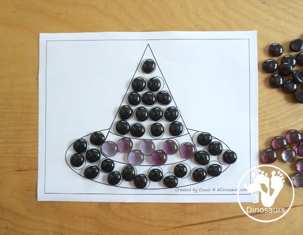Witch Hat Fine Motor Mat Printables - You have a witch hat template printable, a witch hat tracing printable, and a witch hat dot marker printable 3Dinosaurs.com
