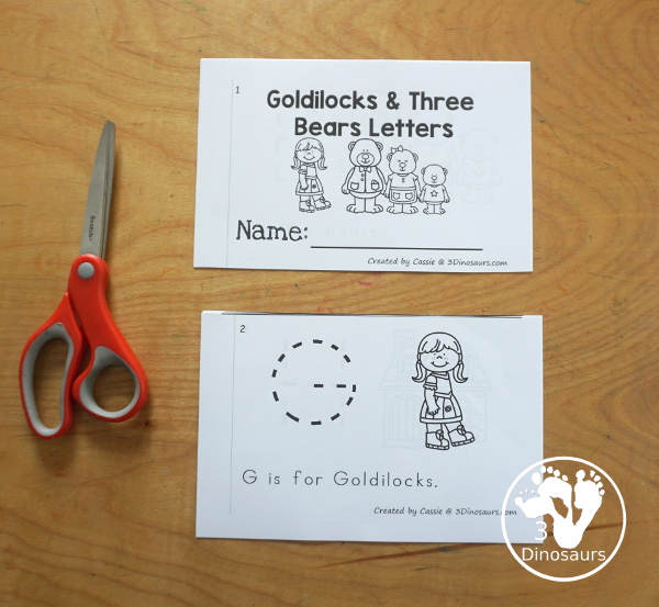 Free Goldilocks and the Three Bears ABC Easy Reader Book a fun 8 page book with different letters to trace for main themes for the story - 3Dinosaurs.com