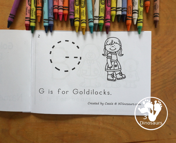 Free Goldilocks and the Three Bears ABC Easy Reader Book a fun 8 page book with different letters to trace for main themes for the story - 3Dinosaurs.com
