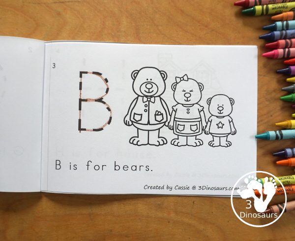 Free Goldilocks and the Three Bears ABC Easy Reader Book a fun 8 page book with different letters to trace for main themes for the story - 3Dinosaurs.com