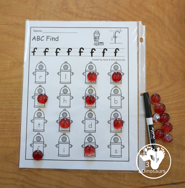 Fire Safety ABC Find Printable -all 26 letters of the alphabet with uppercase only and lowercase only letter options. You have a tracing the letter and then finding the letter worksheet. - 3Dinosaurs.com