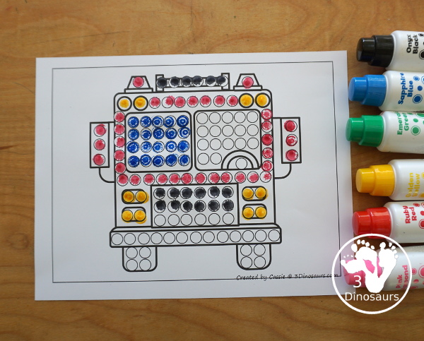 Fire Truck Fine Motor Mat Printables - has three fine motor mats for kids. You have a truck template, a truck tracing page, and a truck q-tip page. Each is a great way to work on fine motor for a fire safety theme or community helper theme. - 3Dinosaurs.com