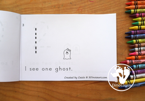 Free Ghost Counting Easy Reader Book Printable - with numbers 0 to 10 with counting different ghosts on each page. A great counting book for kids in prek and kindergarten for Halloween. - 3Dinosaurs.com