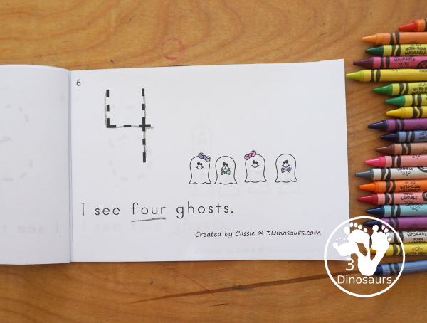 Free Ghost Counting Easy Reader Book Printable - with numbers 0 to 10 with counting different ghosts on each page. A great counting book for kids in prek and kindergarten for Halloween. - 3Dinosaurs.com
