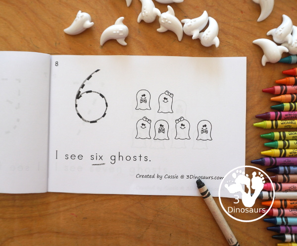 Free Ghost Counting Easy Reader Book Printable - with numbers 0 to 10 with counting different ghosts on each page. A great counting book for kids in prek and kindergarten for Halloween. - 3Dinosaurs.com