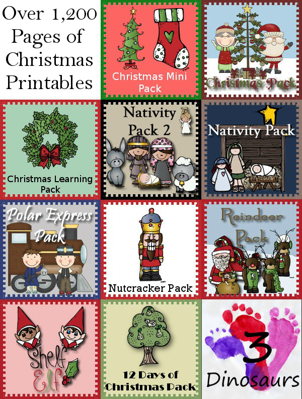 Over 1,200 pages of Christmas Printables from 3Dinosaurs.com