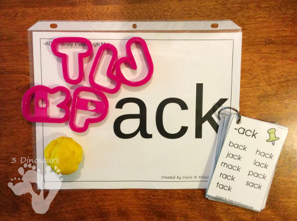 Free CVCC Word Family Playdough Mats: -ack, -eck, -ick, -ock, -uck - 3Dinosaurs.com