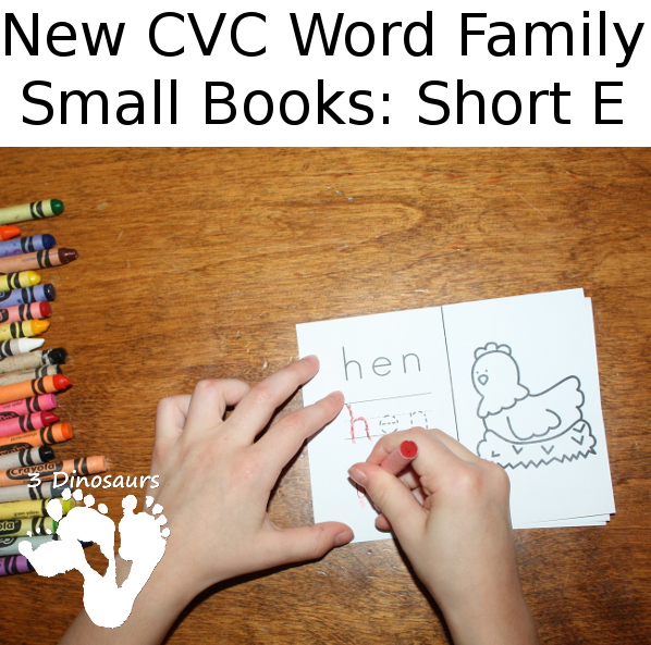 Free CVC Word Family Small Books: Short E:  -ed, -en, -et - 3Dinosaurs.com