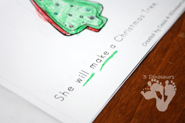 Free Fun Easy Reader Book: Christmas Cookies for Santa - 8 page book with sight words she, will, make - 3Dinosaurs.com