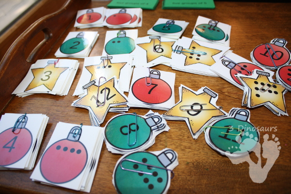 Free Easy to Use Christmas Tree Hands-On Multiplication Mat - hands on look at multiplication and groups of numbers added together - 3Dinosaurs.com