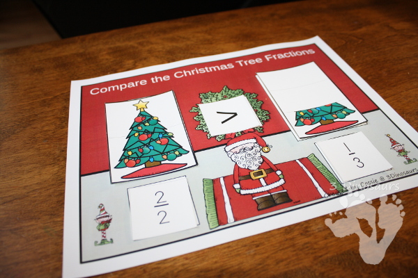 Free Comparing Christmas Fractions - hands on look at compare different fractions with a Christmas Theme - 3Dinosaurs.com