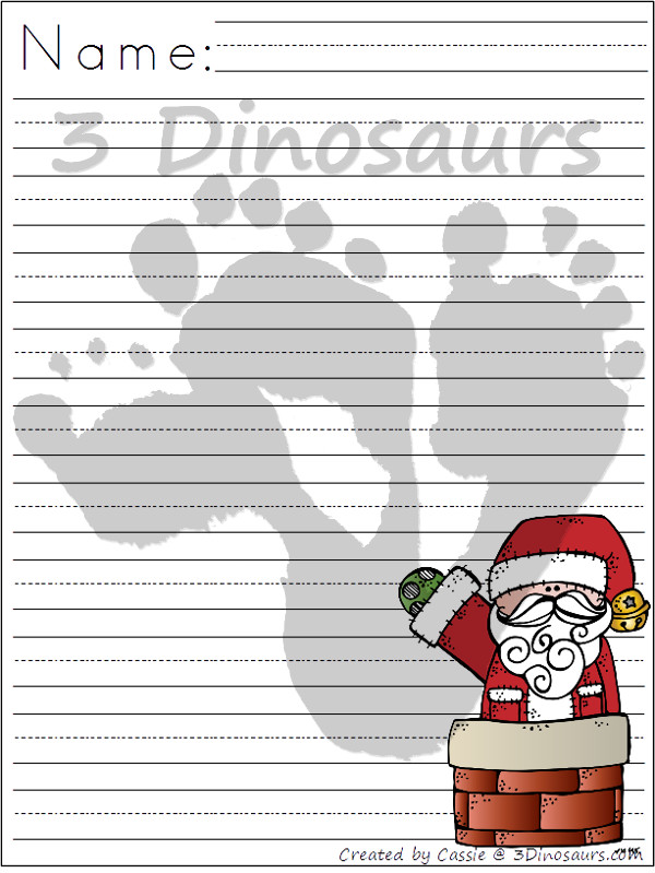 Free Christmas Themed Writing Paper For Kids - 6 different Christmas themes to pick from - 3Dinosaurs.com