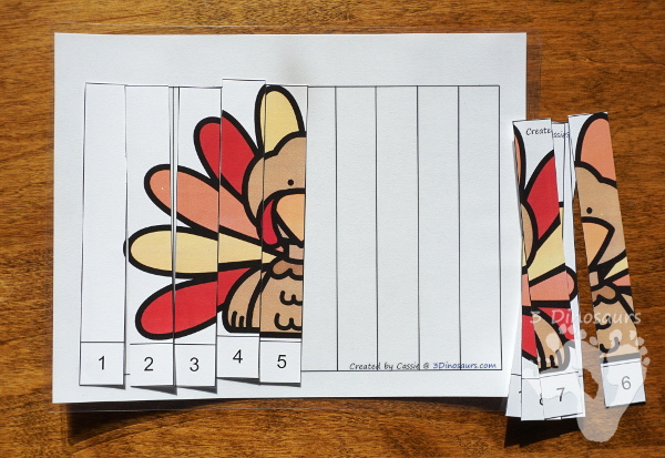 Thanksgiving Themed Number Set 1 to 10 - with clip cards, puzzles, no-prep worksheets, easy reader books, playdough mats and more $ - 3Dinosaurs.com #printablesforkids #thanksgiving #fallprintables #tpt #teacherspayteachers
