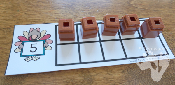 Free Turkey Ten Frame Cards - two different types of cards to use with turkeys - 3Dinosaurs.com #freeprintable #handsonlearning #thanksgivingprintables #kindergarten
