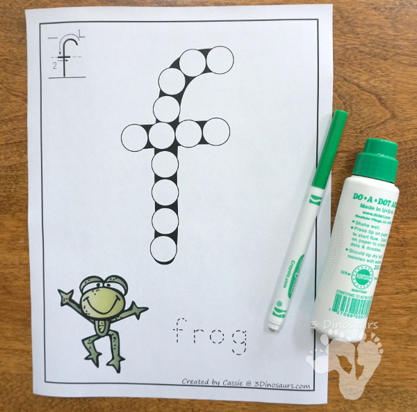 Free ABC Dot Marker Uppercase & Lowercase - 78 pages of printables with 2 options for each uppercase and lowercase letter - how to set up the printable- 3Dinosaurs.com