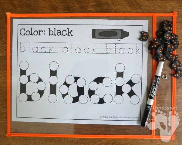Free Color Dot Marker Words - 2 different types to work on spelling color words- 3Dinosaurs.com