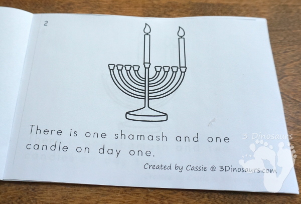 Free Hanukkah Counting Candle Book - 10 page book with counting candles for the night with a boy or girl ending - 3Dinosaurs.com
