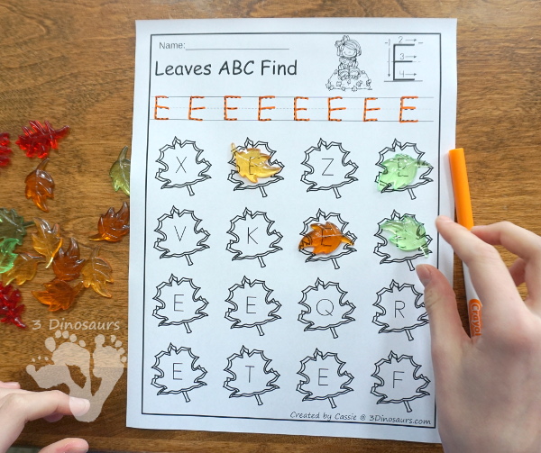 Free Leaf Beginning Sound ABC Clip Cards - 26 clip cards with 2 recording sheets in tracing and covering 10 pages of printables - 3Dinosaurs.com