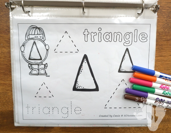 Free Easy No-Prep Shape Coloring Pages - 11 shapes for kids to color and trace - 3Dinosaurs.com