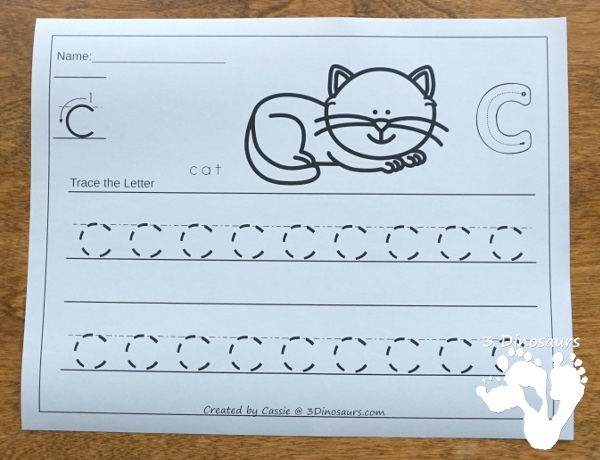 No-Prep ABC Tracing Pages Uppercase or Lowercase for the whole Alphabet - 52 pages of printabes for kids to work on the letters they are working on - 3Dinosaurs.com