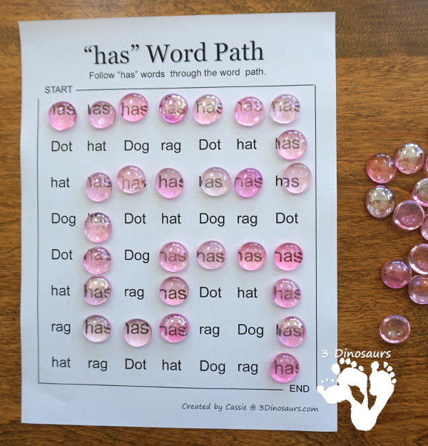 Early Reading Printables BOB Books Printables: Set 1 Book 3 Dot - with 5 fun activities for kids to use with books working on CVC and first sight words - 3Dinosaurs.com