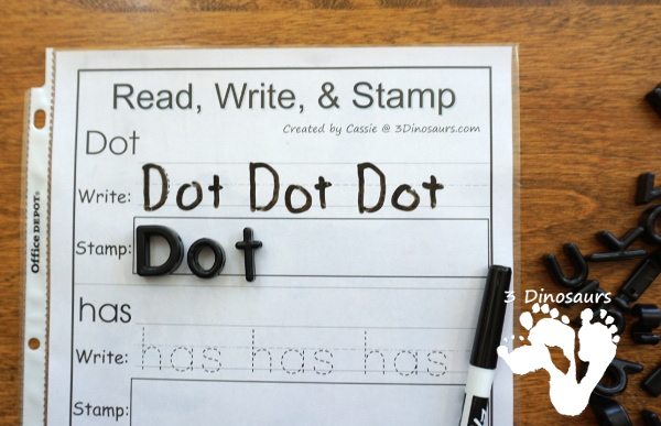 Early Reading Printables BOB Books Printables: Set 1 Book 3 Dot - with 5 fun activities for kids to use with books working on CVC and first sight words - 3Dinosaurs.com