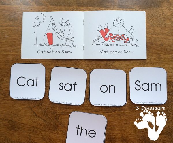Early Reading Printables BOB Books Printables: Set 1 Book 1 Mat & 2 Sam - with 5 fun activities for kids to use with books working on CVC and first sight words - 3Dinosaurs.com