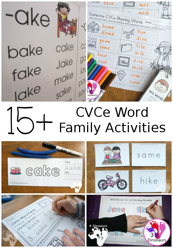 CVCe Word Family Activities & Printables on 3Dinosaurs.com