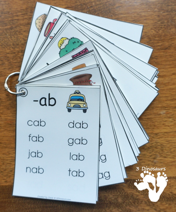 CVC Word Family Cards & Ladders St - with 33 word families for kids to learn with. 2 cards per page and up to 10 words per card  and cards in two sizes with matching word building ladders - 3Dinosaurs.com