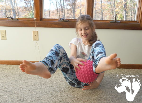 Easy To Do Gross Motor Ball Movements - 4 fun movements that get kids moving while using a ball - 3Dinosaurs.com