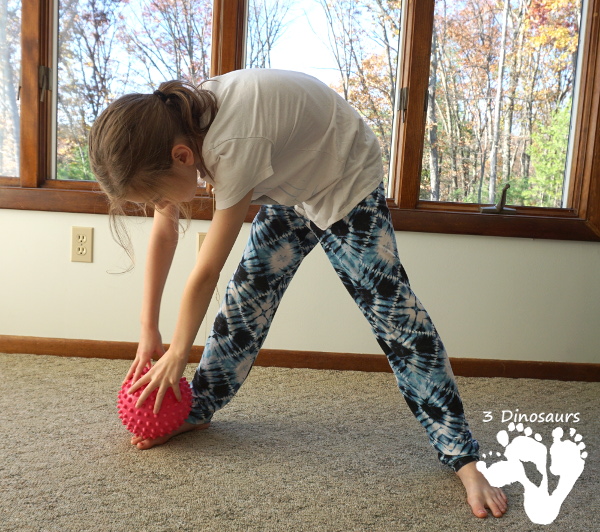 Easy To Do Gross Motor Ball Movements - 4 fun movements that get kids moving while using a ball - 3Dinosaurs.com