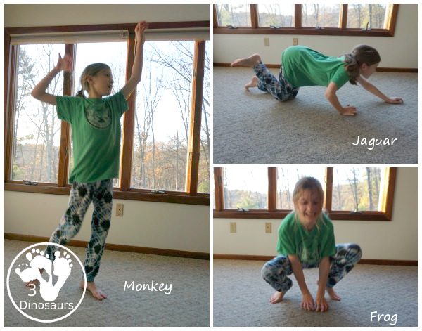 Free Amazon Rain Forest Theme Gross Motor With Afternoon in the Amazon - with 6 fun animal movements. The animals all come from the book and go great with the Magic Tree House book - 3Dinosaurs.com