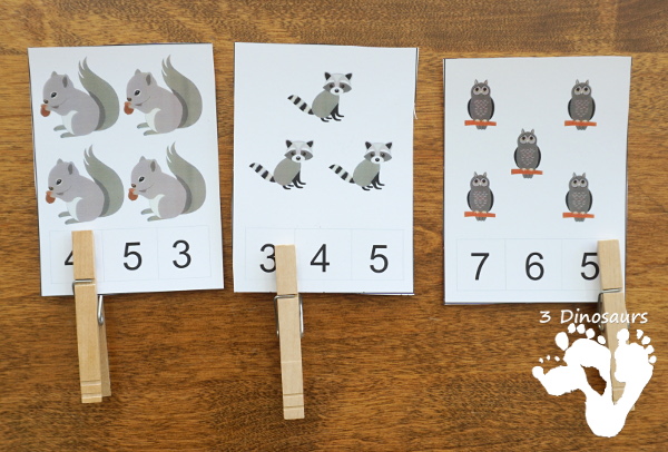 Free Woodland Pack Tot, Preschool, PreK & Kindergarten - a mix of hands-on activities and no-prep printables to explore animals from the woodlands or forest. These are fun activities to use with a mix of ages - 3Dinosaurs.com