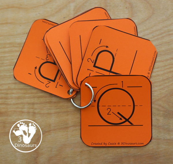 Free Writing Practice ABC Dice - with letter formation dice with folding dice and cube dice with several recording and center ideas for the letters - 3Dinosaurs.com