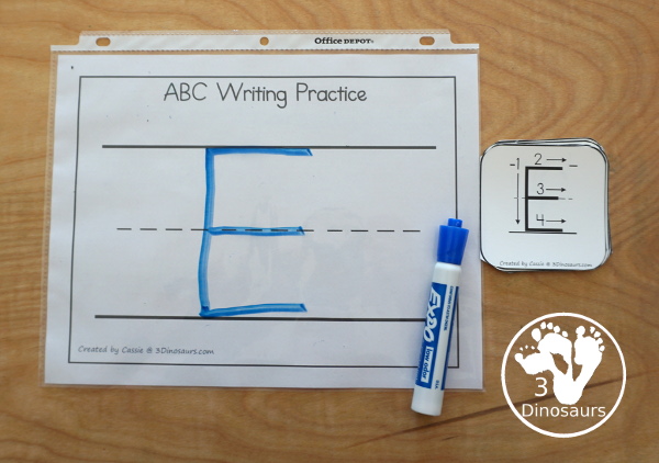 Free Writing Practice ABC Dice - with letter formation dice with folding dice and cube dice with several recording and center ideas for the letters - 3Dinosaurs.com