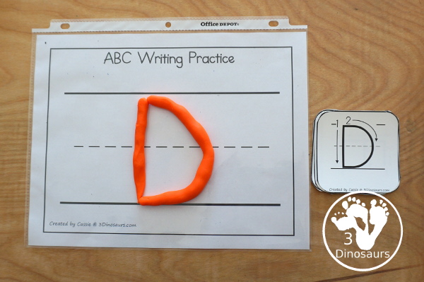 Free Writing Practice ABC Dice - with letter formation dice with folding dice and cube dice with several recording and center ideas for the letters - 3Dinosaurs.com