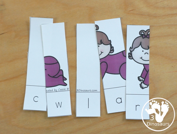 Free Blends Puzzles: consonant blends puzzles for kids to learn Bl-, Br-, Cl-, and Cr- blends. Two puzzles for each beginning blend - 3Dinosaurs.com