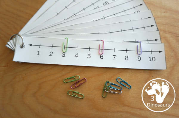 Free Printable Number Line Bookmarks - with number lines from 1 to 100 with two options for printing. You have black and white and an even and odd versions - 3Dinosaurs.com
