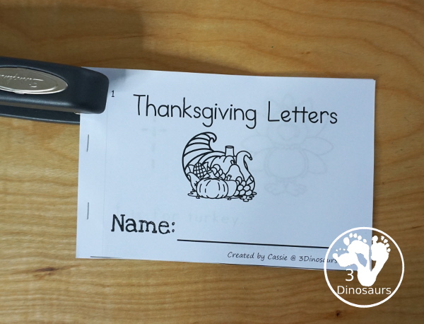 Free Thanksgiving Themed ABC Easy Reader Book - the book works on lowercase letters with Thanksgiving themes in a 12 page book - 3Dinosaurs.com