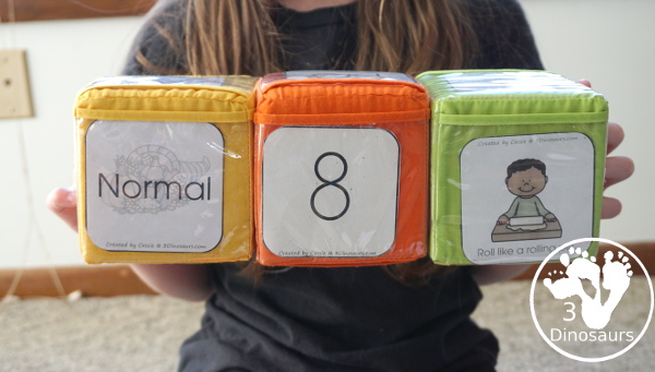 Free Thanksgiving Gross Motor Dice - to get kids moving and have fun with easy gross motor movements - 3Dinosaurs.com