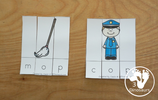 Free CVC Word Family Puzzles Short O: - 10 fun short O puzzles for kids to learn short O CVC words: -og, -op, -ot - 3Dinosaurs.com