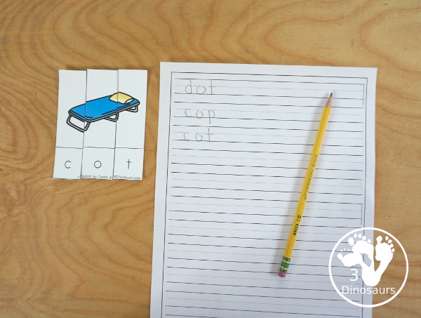 Free CVC Word Family Puzzles Short O: - 10 fun short O puzzles for kids to learn short O CVC words: -og, -op, -ot - 3Dinosaurs.com