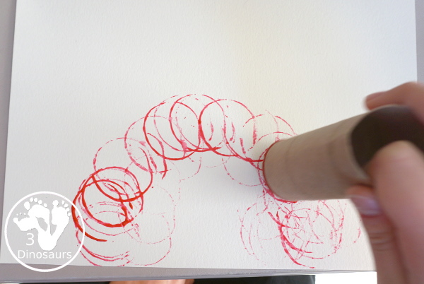 Easy to make Paper Roll Turkey Craft - a fun paper roll stamped turkey for kids to make for Thanksgiving - 3Dinosaurs.com