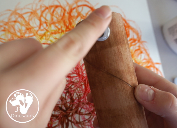 Easy to make Paper Roll Turkey Craft - a fun paper roll stamped turkey for kids to make for Thanksgiving - 3Dinosaurs.com