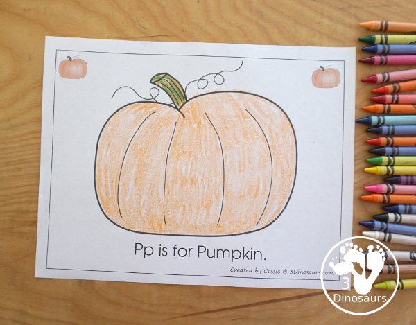 Romping & Roaring P Pack: Letter P is for Pumpkin  - a letter P pack that has prewriting, finding letters, tracing letters, coloring pages, shapes, puzzles and more - 3Dinosaurs.com