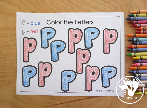 Romping & Roaring P Pack: Letter P is for Pumpkin  - a letter P pack that has prewriting, finding letters, tracing letters, coloring pages, shapes, puzzles and more - 3Dinosaurs.com